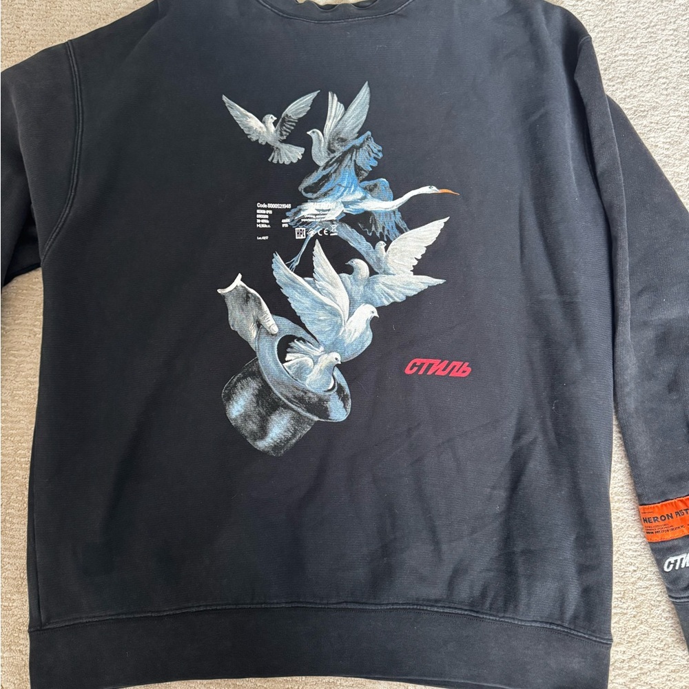 HERON PRESTON CREATIVE Dove Printed Sweatshirt Black.